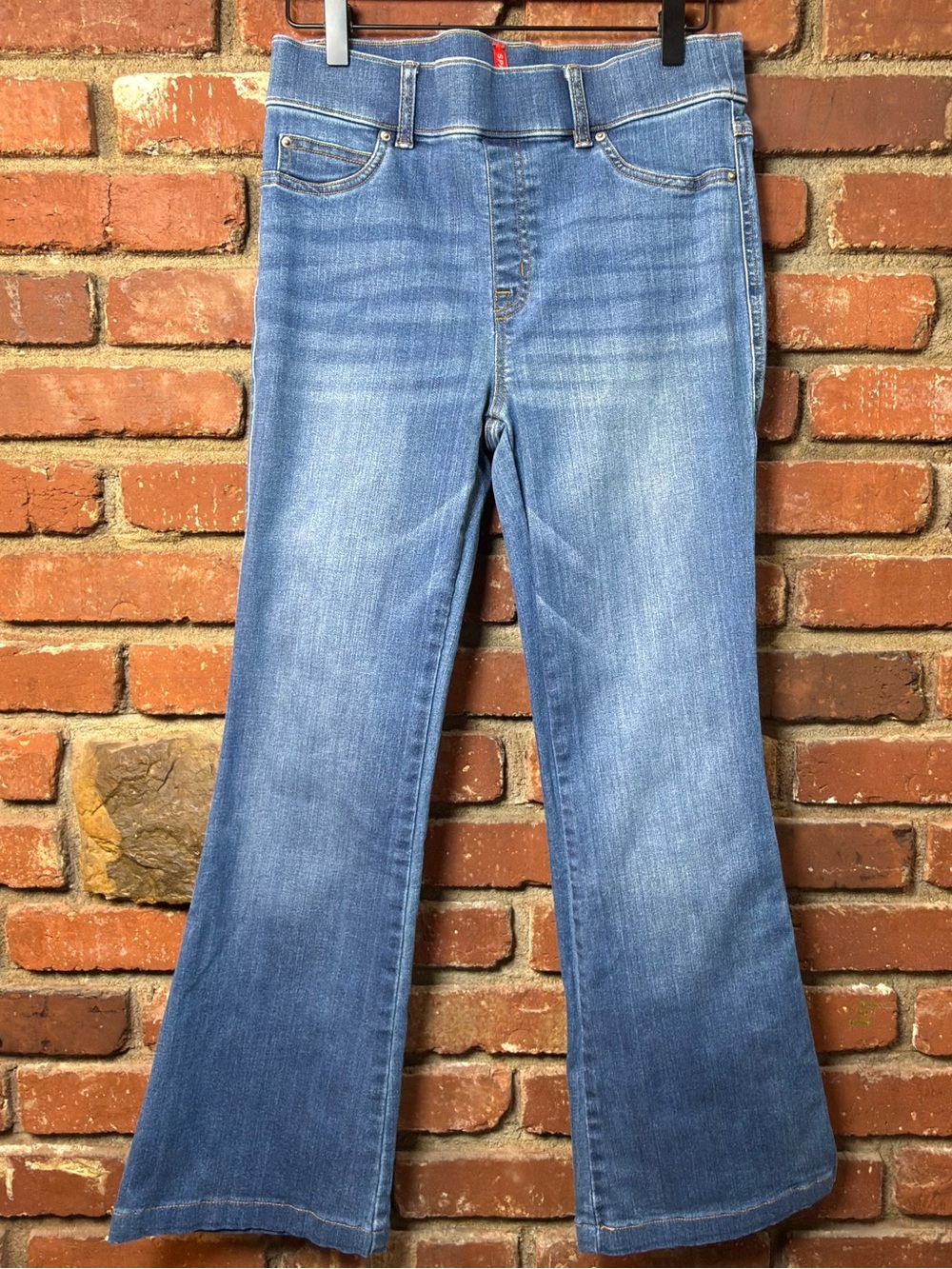 SPANX Women's Vintage Indigo Flare Blue Pull On Jeans #20456Q Size Medium/short